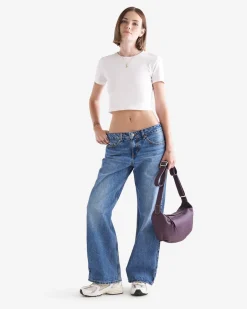 Roots Crescent Bag Cloud*Women Leather Bags|Leather Bags