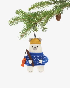 Roots Ice Fishing Polar Bear Ornament*Women Home
